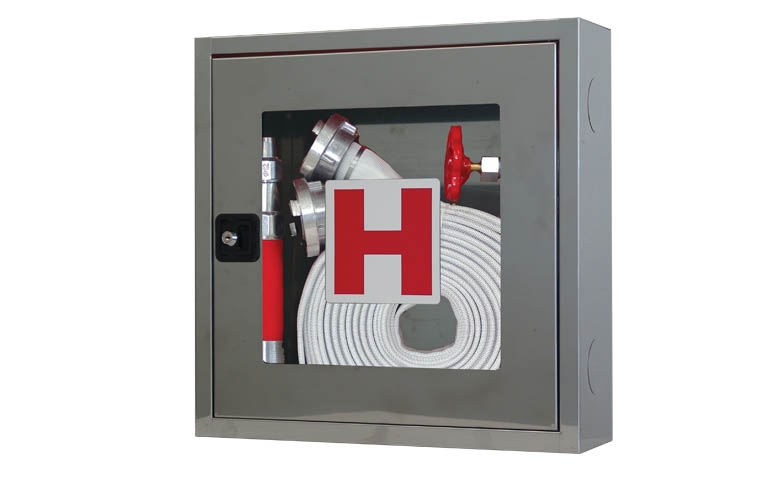 Zidni hidrantski ormar INOX sa staklenim vratima i opremom