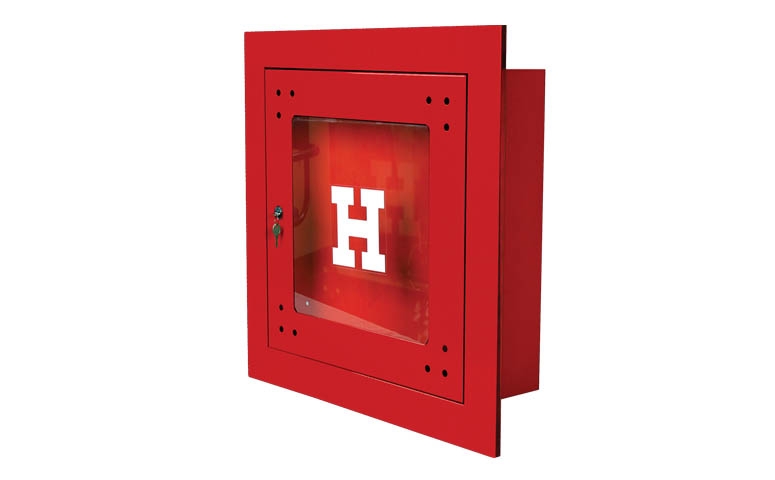 Zidni hidrantski ormar ugradni crveni staklena vrata
